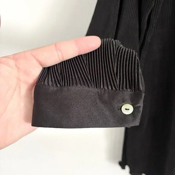 NEW Sleeper Black Origami Ribbed Long Sleeve Button Top Size Large Pajama Shirt - Picture 13 of 13